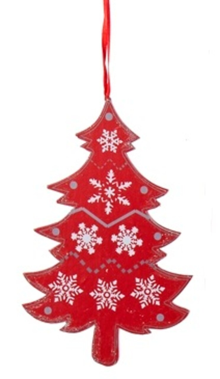 Kurt Adler 6.5" Alpine Chic Red and White Wooden Nordic Christmas Tree Ornament